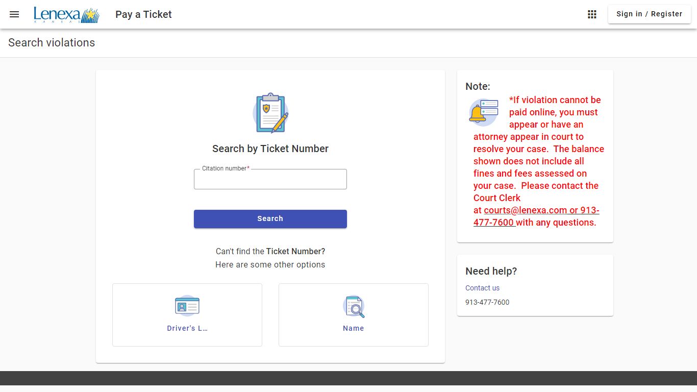 Search - Search violations - Pay a Ticket - Lenexa, KS ...